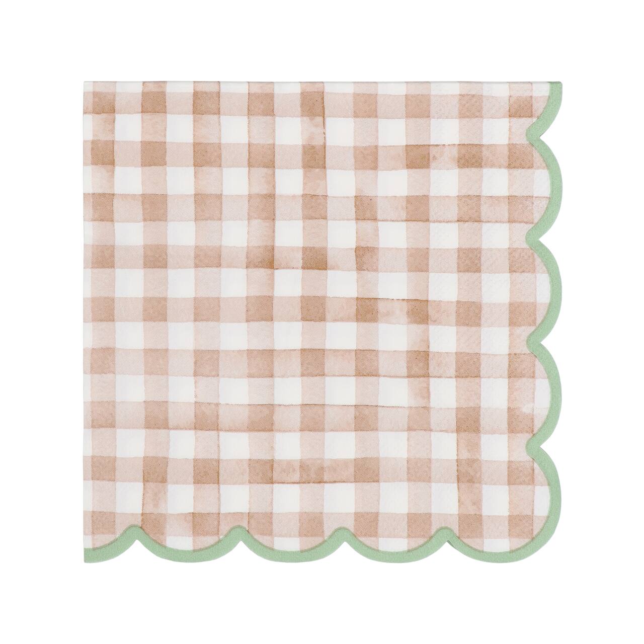 12 Packs: 20 ct. (240 total) Brown Gingham Scalloped Lunch Napkins by Celebrate It™